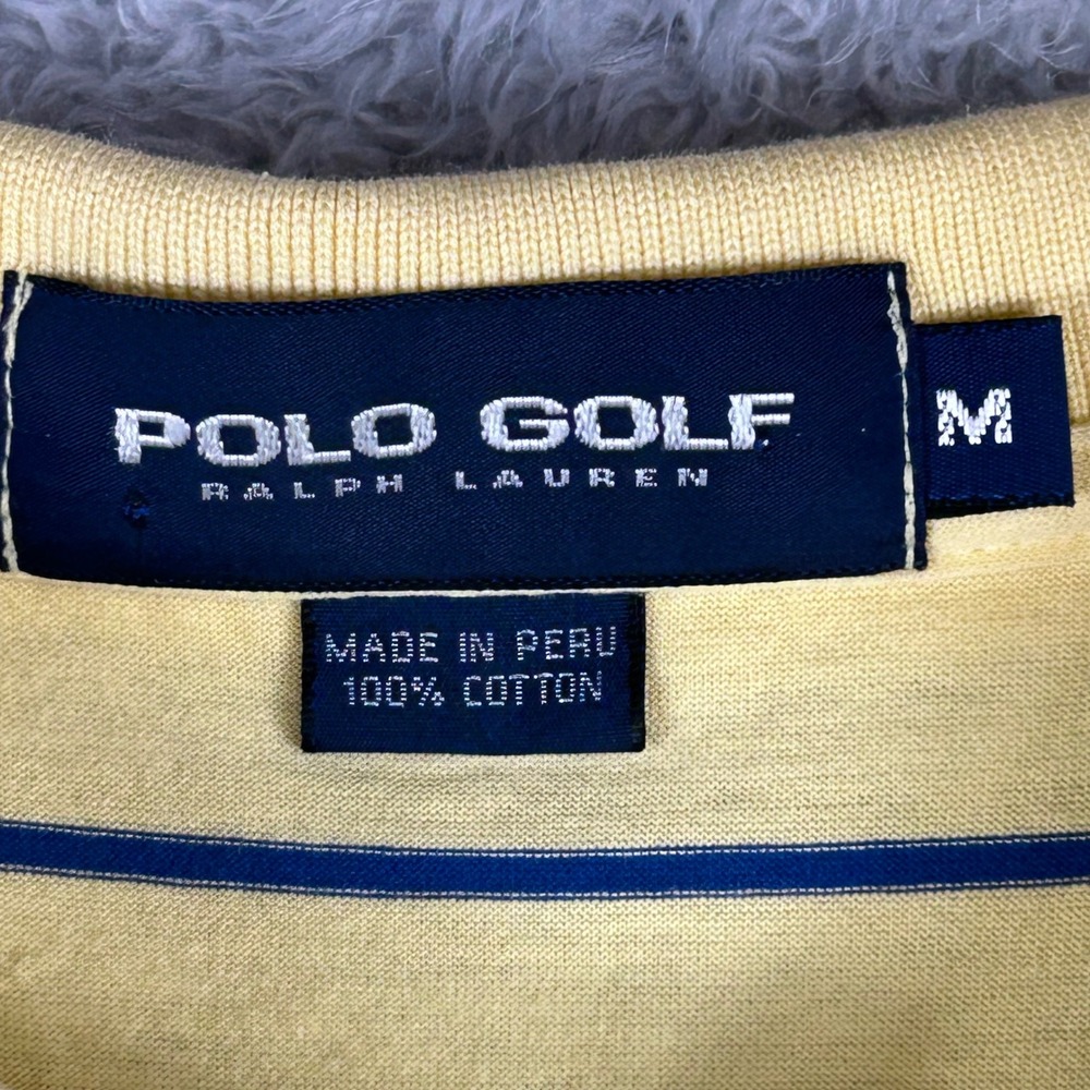 Polo‎ Golf Ralph Lauren Mens Medium Yellow Blue Striped Longaberger Golf Polo - Picture 4 of 9